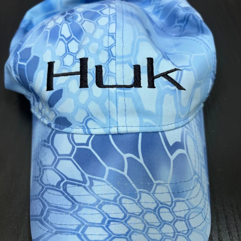 Huk Performance Fishing Hat Kryptek Pontus Blue Camo Stretch Fit Cap Mens M-L